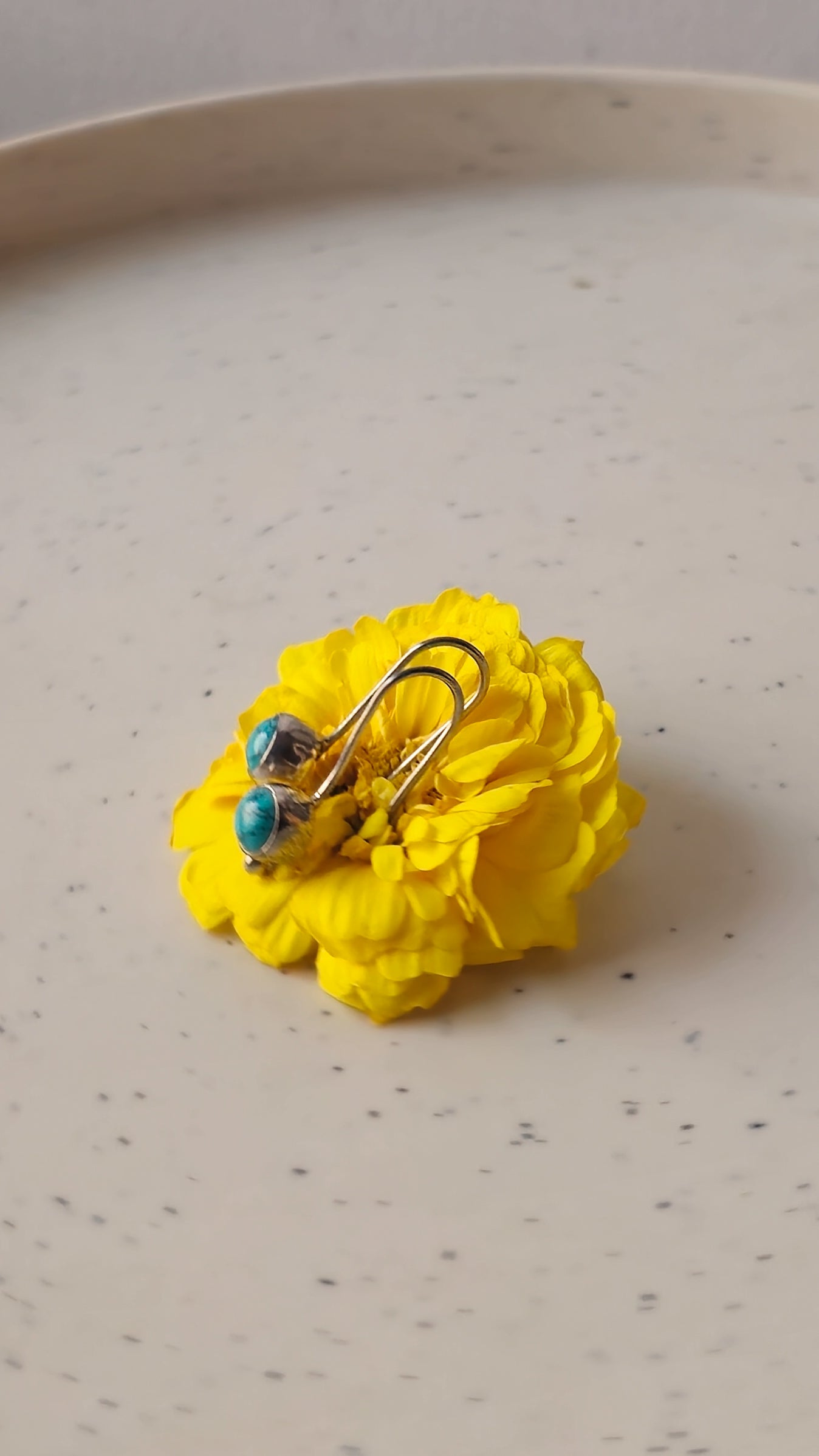 Round Turqoise Stone Earrings