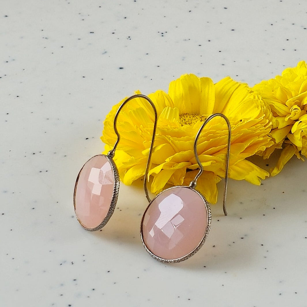 Rose Quartz Stone Earrings