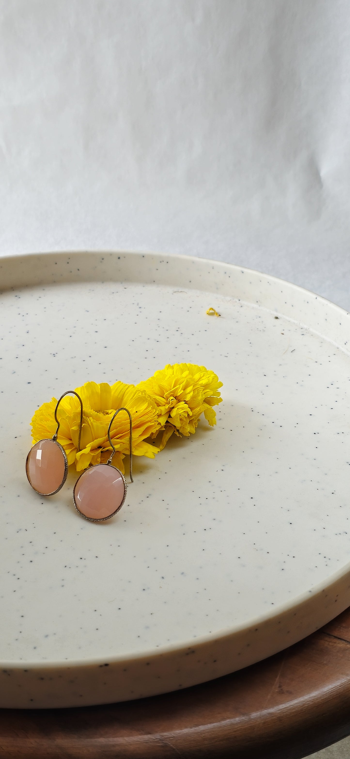 Rose Quartz Stone Earrings