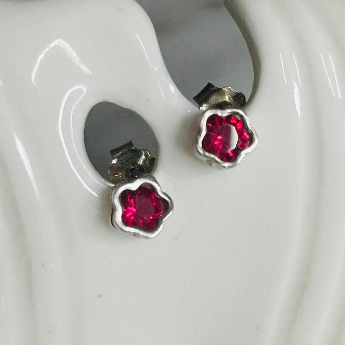 Magenta Flower Studs