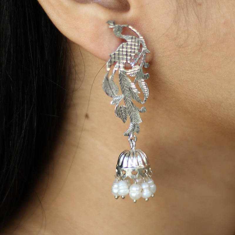 Mayuri - Shiny Silver Jhumka