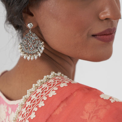 Ira Pearls - Shiny Silver Jhumka | Silver Jewellery by Gulaal Jewels