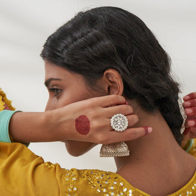 Maahi - Shiny Silver Ring | Silver Jewellery by Gulaal Jewels