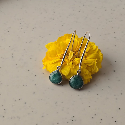 Deep Green Stone Earrings