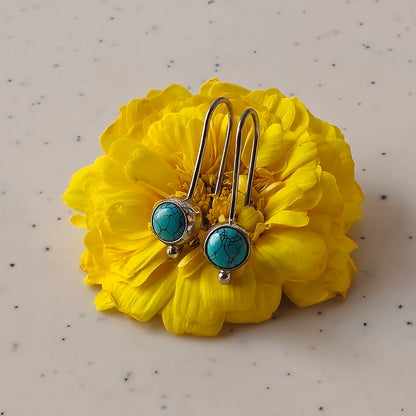 Round Turqoise Stone Earrings