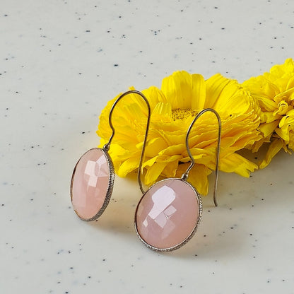 Rose Quartz Stone Earrings