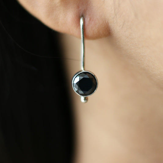 Round Black Stone Earrings