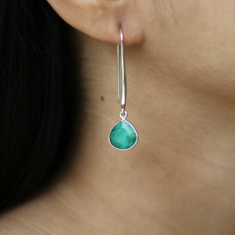 Deep Green Stone Earrings