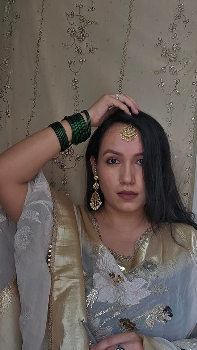 Adaa white- 22K Gold Plated Earrings with pearls