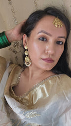 Adaa white- 22K Gold Plated Earrings with pearls
