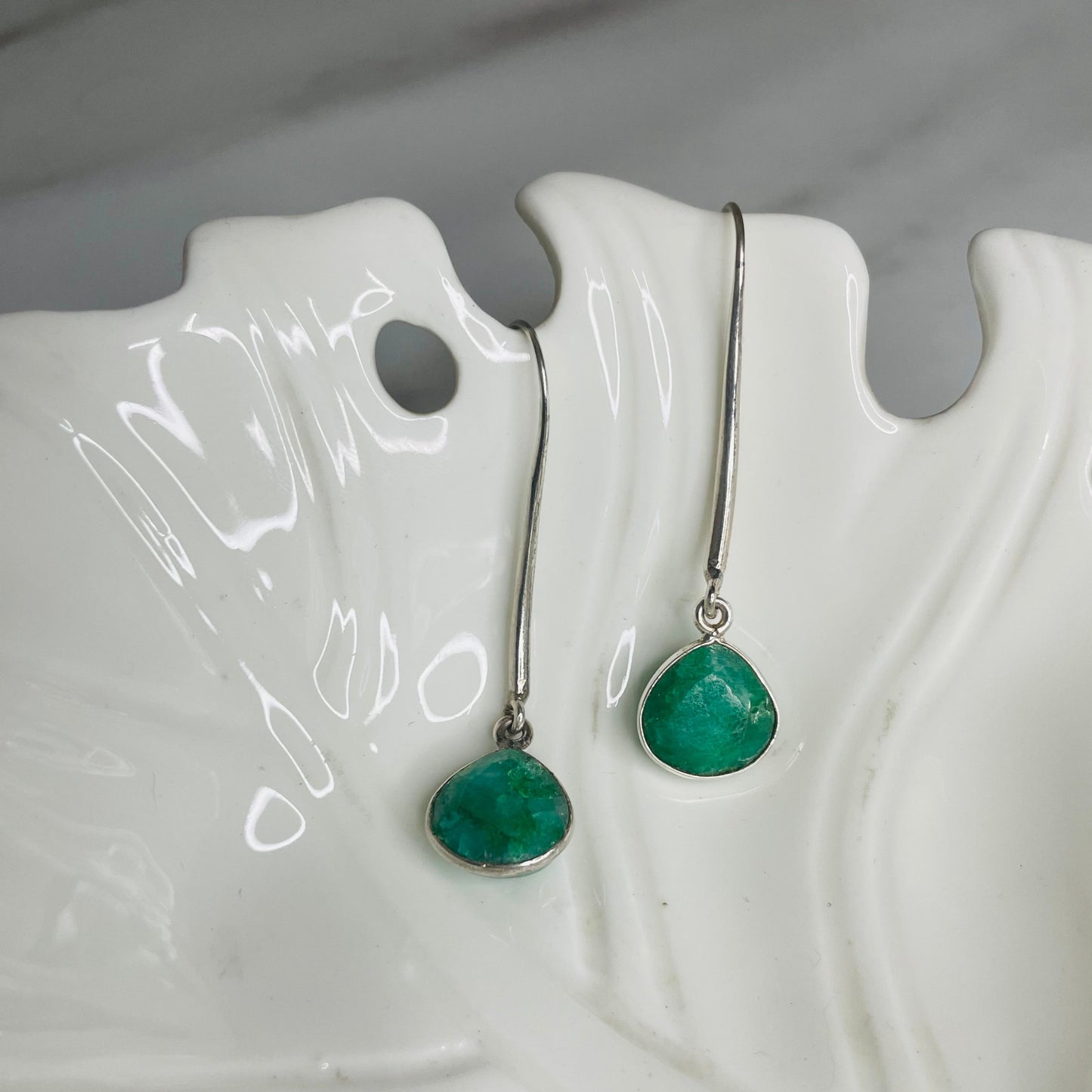 Deep Green Stone Earrings