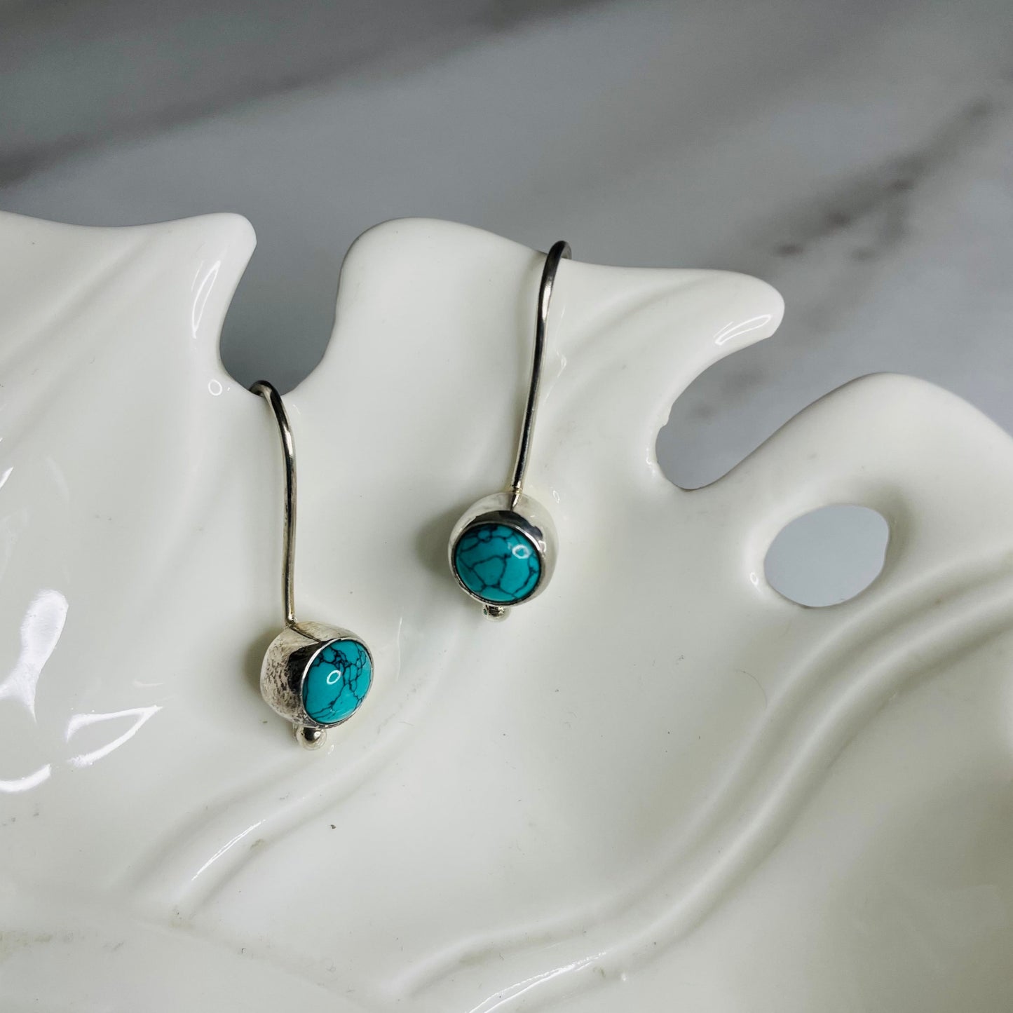 Round Turqoise Stone Earrings