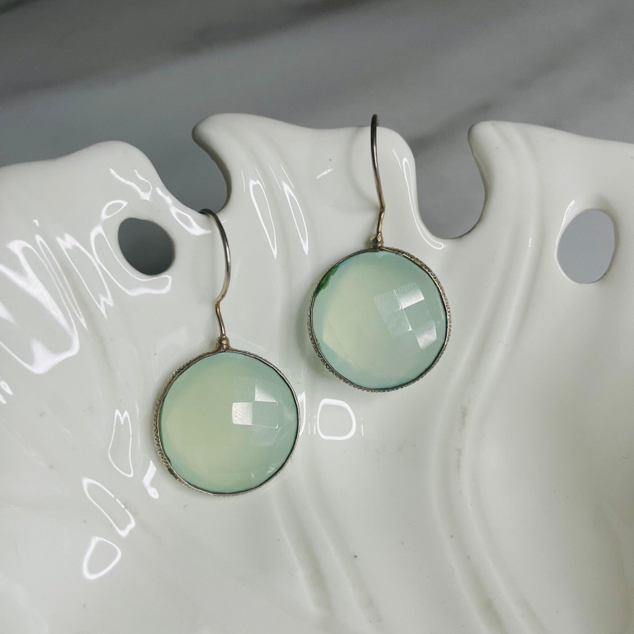 Aquamarine Stones Earrings | Silver Jewellery by Gulaal Jewels
