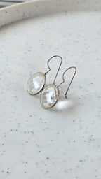 Clear Quartz Stone Earrings | Silver Jewellery by Gulaal Jewels