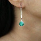 Deep Green Stone Earrings | Silver Jewellery by Gulaal Jewels