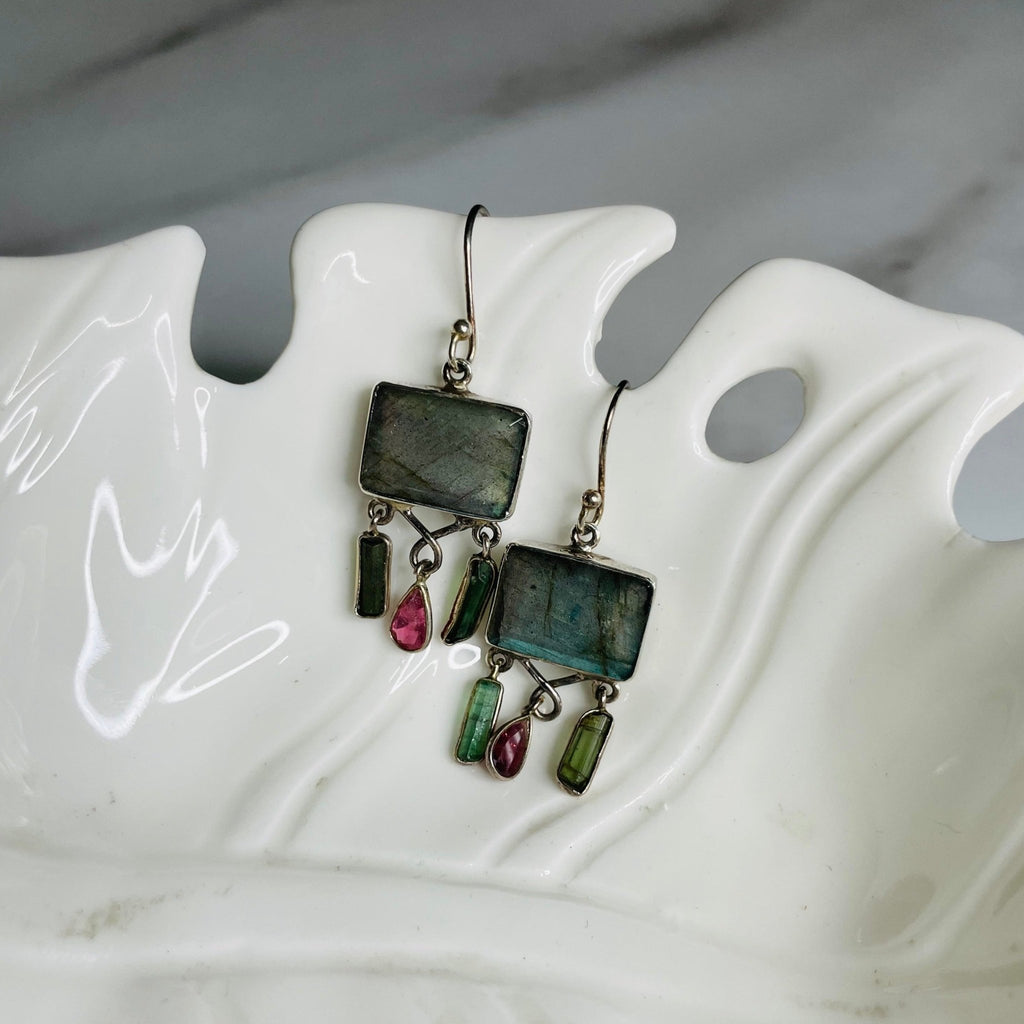 Labradorite Dangling Earrings | Silver Jewellery by Gulaal Jewels