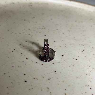 Magenta Stone Huggie Hoops Small | Silver Jewellery by Gulaal Jewels