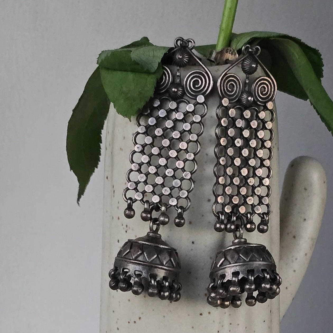 Nargisi - Oxidised Jhumka | Silver Jewellery by Gulaal Jewels