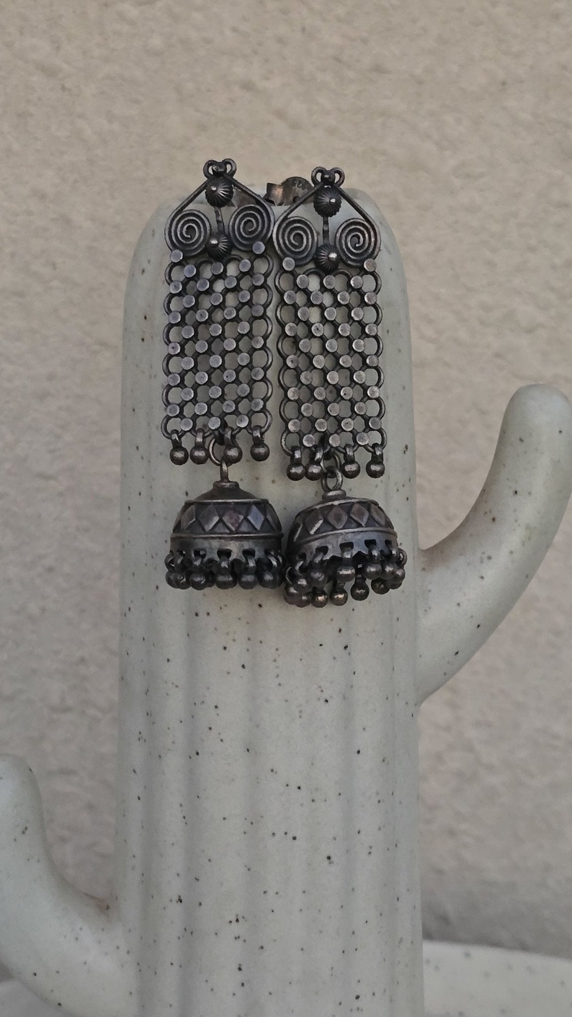 Nargisi - Oxidised Jhumka | Silver Jewellery by Gulaal Jewels
