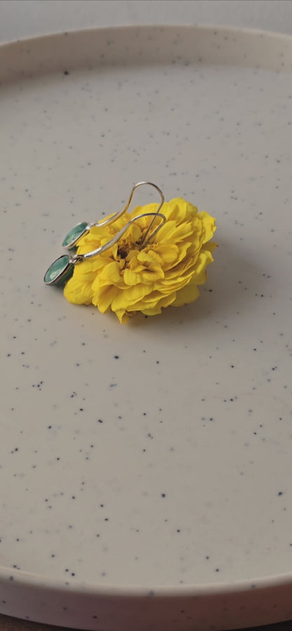 Deep Green Stone Earrings