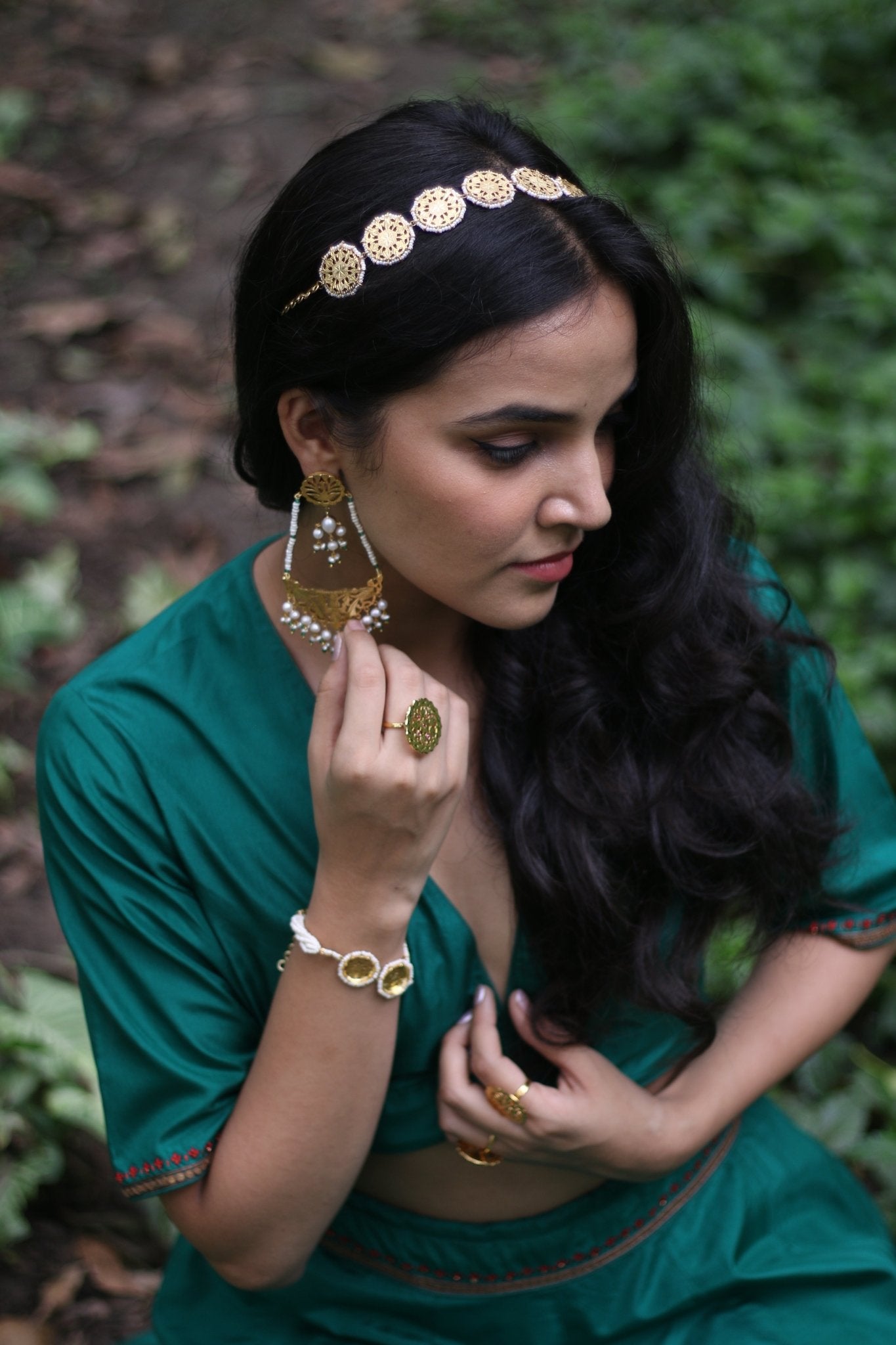 Raabta - 22K Gold Plated Choker cum SheeshPhool | Silver Jewellery by Gulaal Jewels