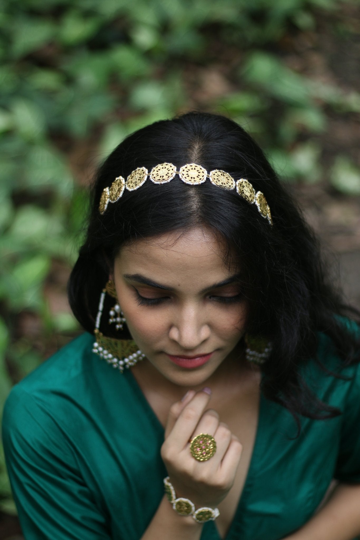 Raabta - 22K Gold Plated Choker cum SheeshPhool | Silver Jewellery by Gulaal Jewels