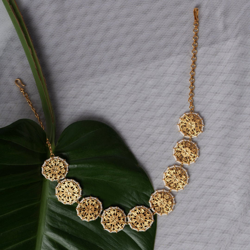 Raabta - 22K Gold Plated Choker cum SheeshPhool | Silver Jewellery by Gulaal Jewels