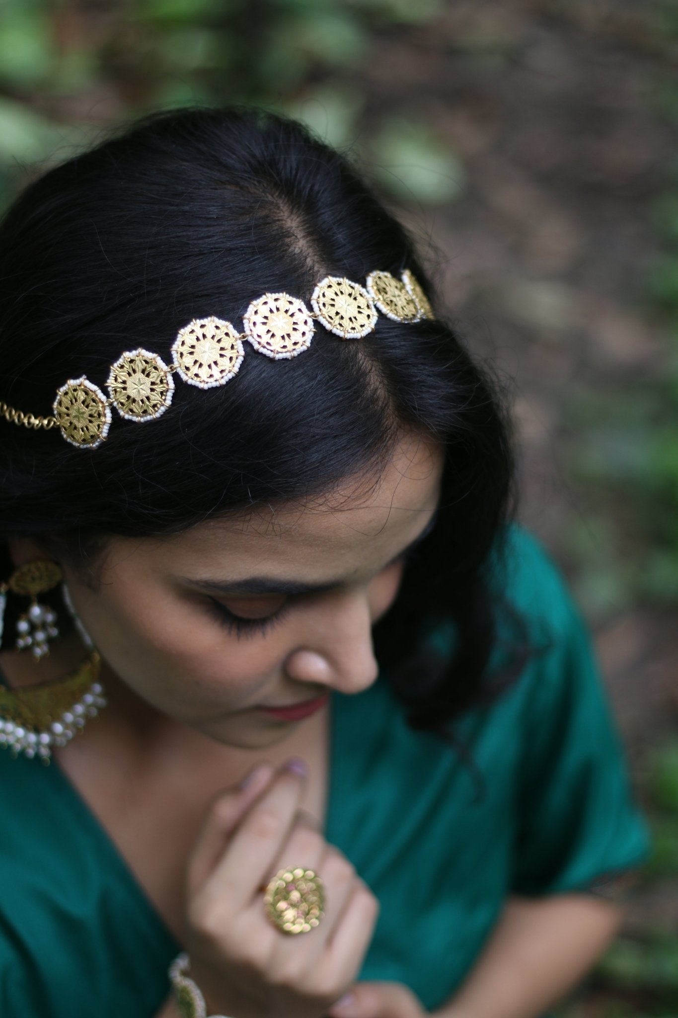 Raabta - 22K Gold Plated Choker cum SheeshPhool | Silver Jewellery by Gulaal Jewels