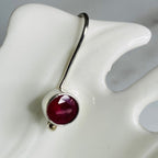 Round Maroon Stone Earrings | Silver Jewellery by Gulaal Jewels