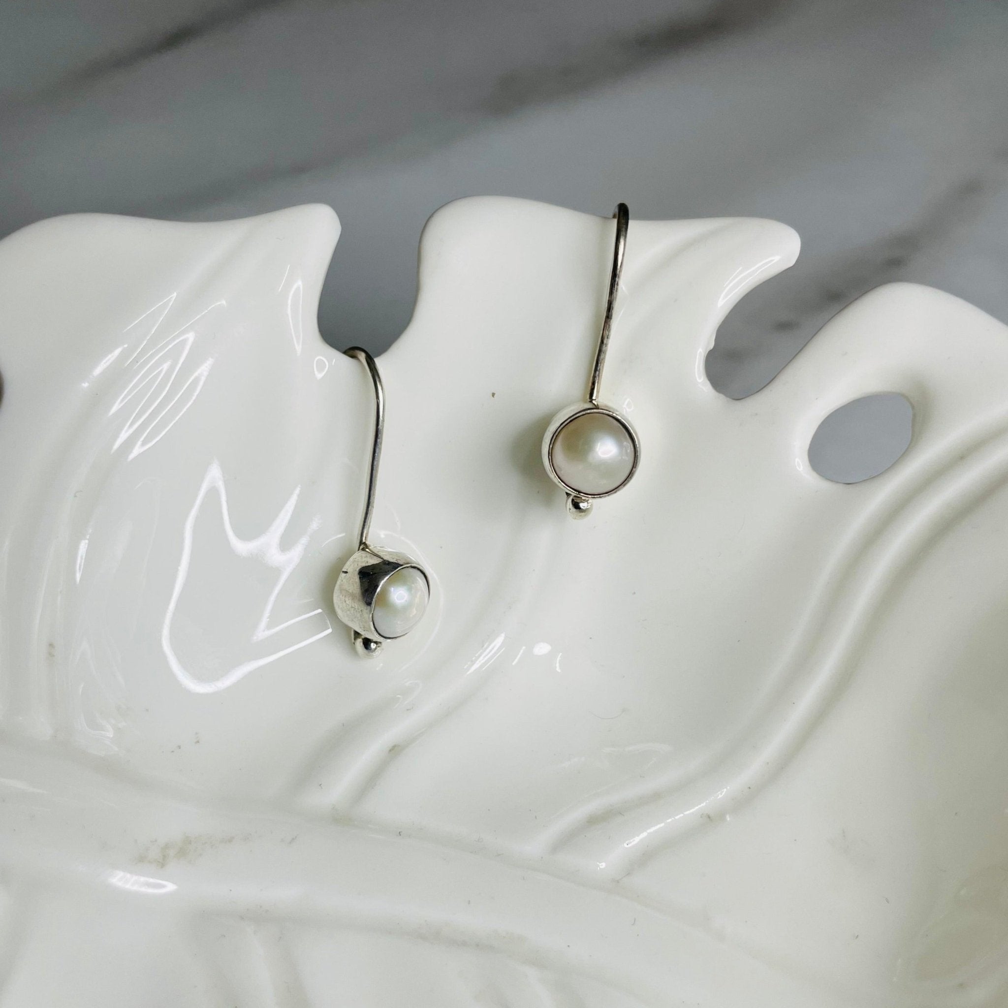 Round Pearl Earrings | Silver Jewellery by Gulaal Jewels