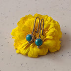 Round Turqoise Stone Earrings | Silver Jewellery by Gulaal Jewels