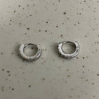 Stacked Stones Huggie Hoops Small | Silver Jewellery by Gulaal Jewels