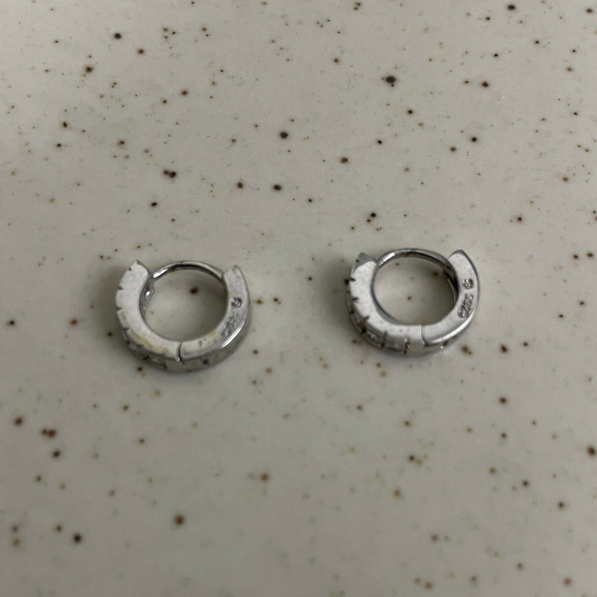 Stacked Stones Huggie Hoops Small | Silver Jewellery by Gulaal Jewels