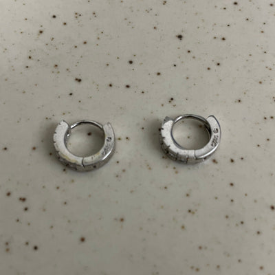 Stacked Stones Huggie Hoops Small | Silver Jewellery by Gulaal Jewels