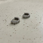Stacked Stones Huggie Hoops Small | Silver Jewellery by Gulaal Jewels