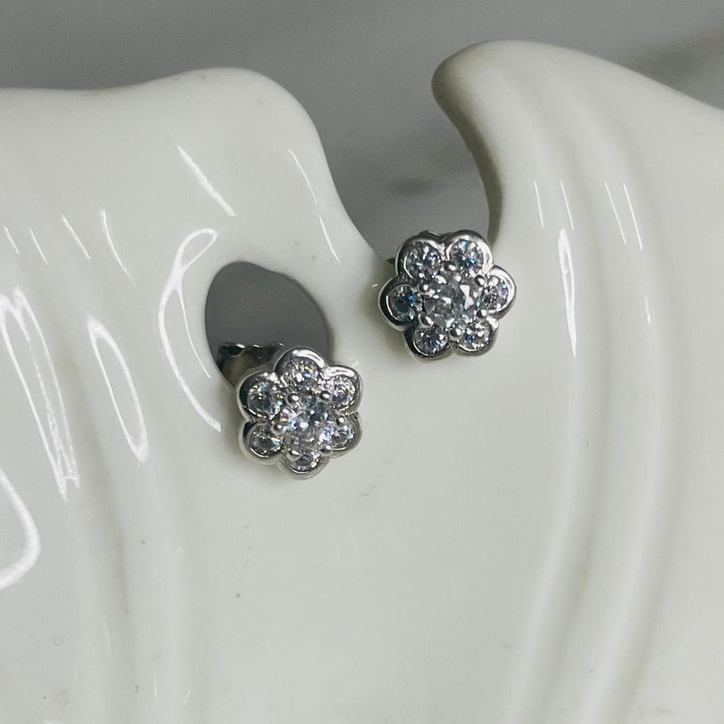 Tiny Floral Stud Earrings | Silver Jewellery by Gulaal Jewels