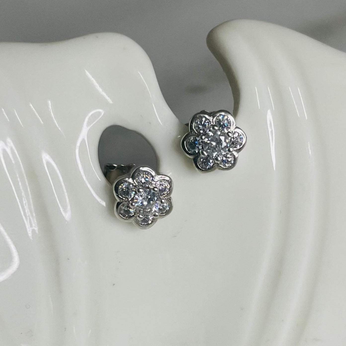 Tiny Floral Stud Earrings | Silver Jewellery by Gulaal Jewels