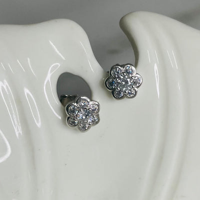 Tiny Floral Stud Earrings | Silver Jewellery by Gulaal Jewels