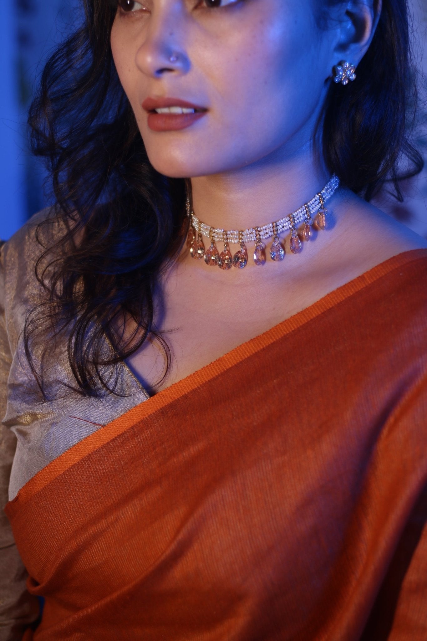 Zivar Necklace - Champagne | Silver Jewellery by Gulaal Jewels