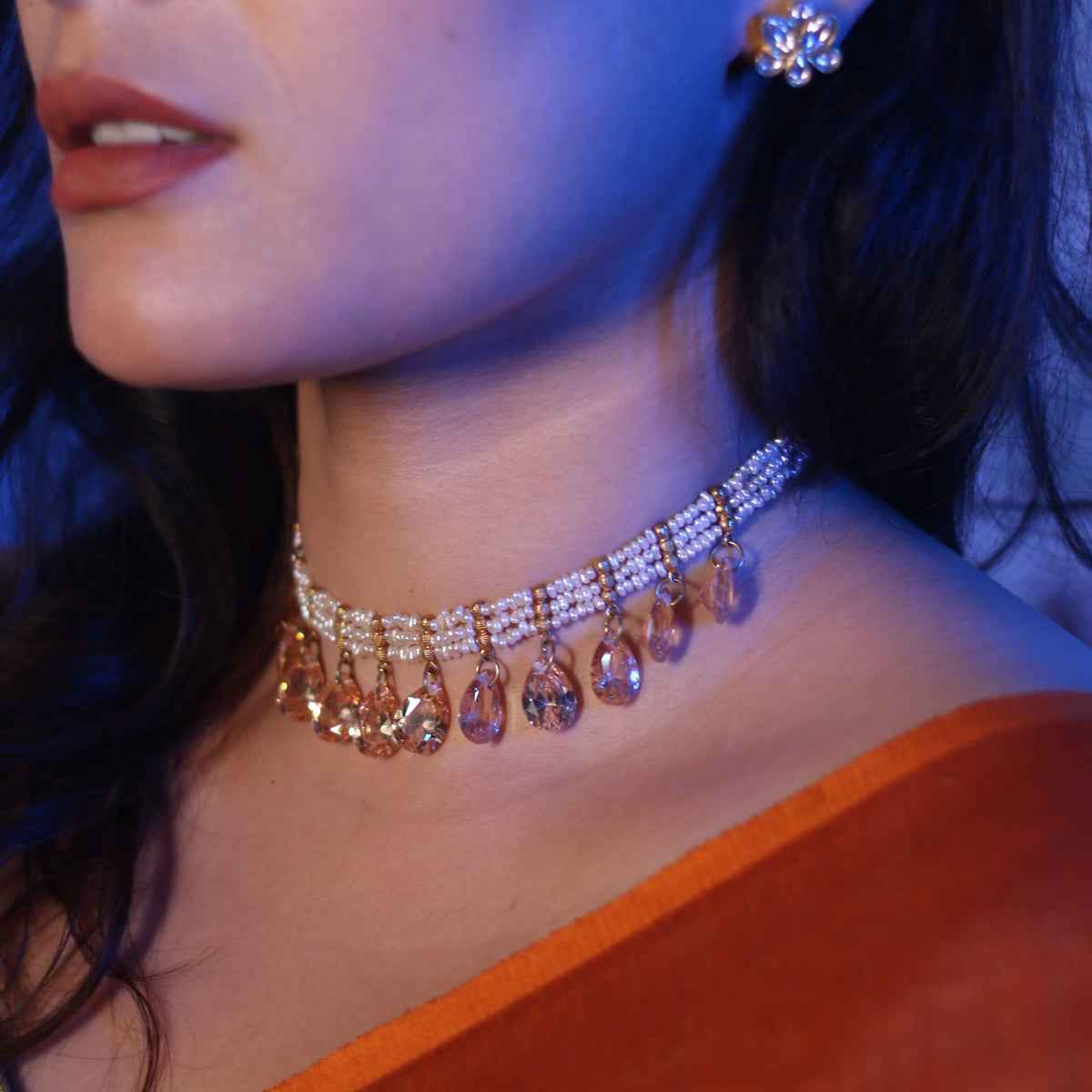 Zivar Necklace - Champagne | Silver Jewellery by Gulaal Jewels