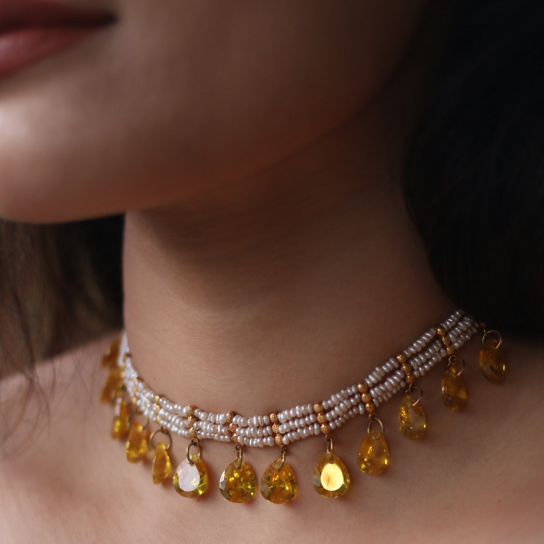 Zivar Necklace - Citrine | Silver Jewellery by Gulaal Jewels