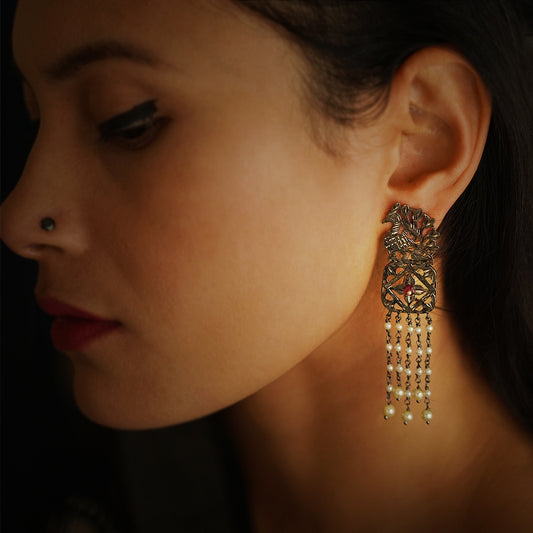 Morni - Oxidised Earrings