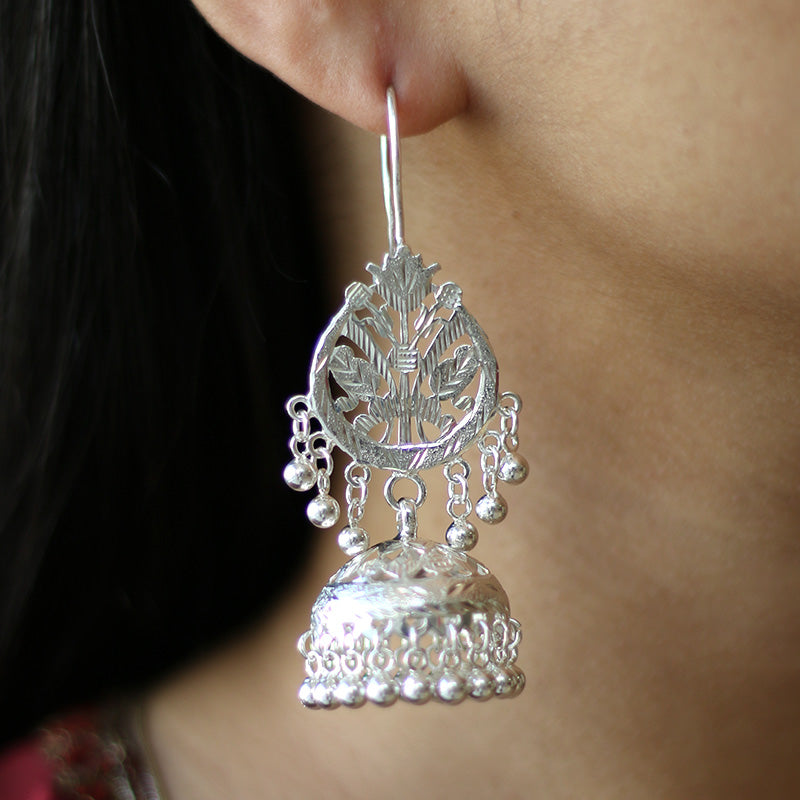 Pure Silver jewelry online Indian Diamond studsIndian earringsIndian  BridalIndian Wedding JewelryNIHIRASHABURIS  Indian wedding jewelry  Silver jhumkas Indian earrings