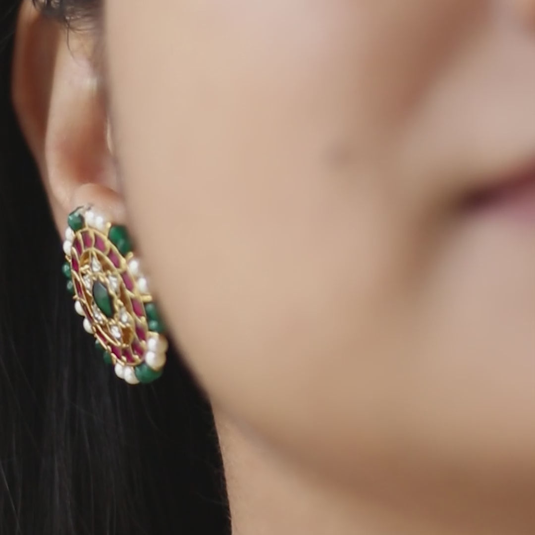Aaina - Antique Gold Earrings