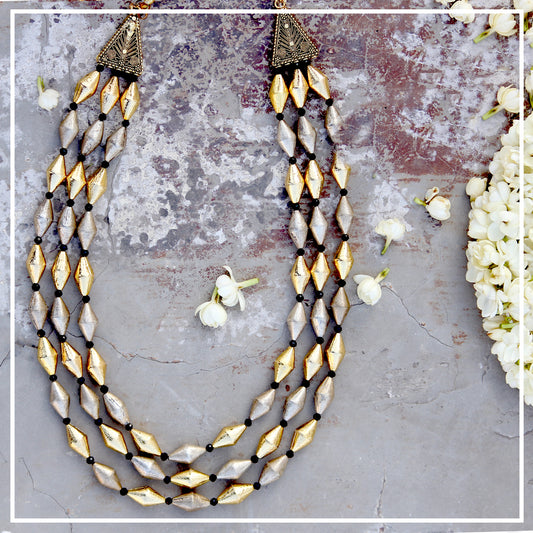 Dholki - Dual Tone Gold and Silver Long Necklace