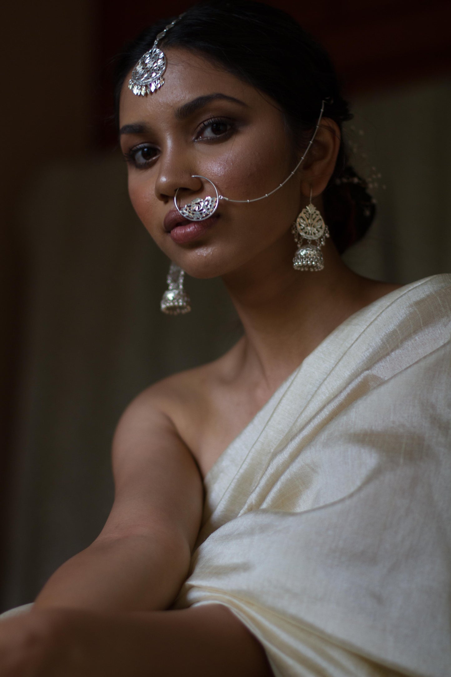 Baani - Shiny Silver Earrings