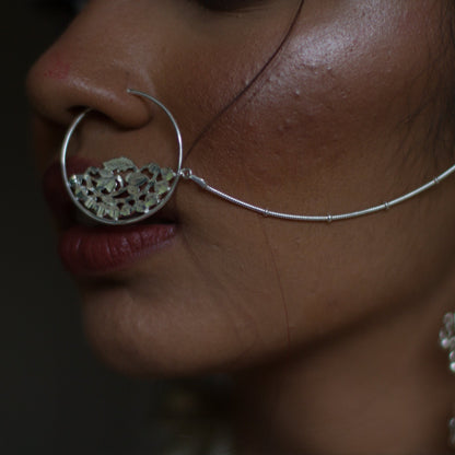 Ghazal - Shiny Silver Stick On Nath