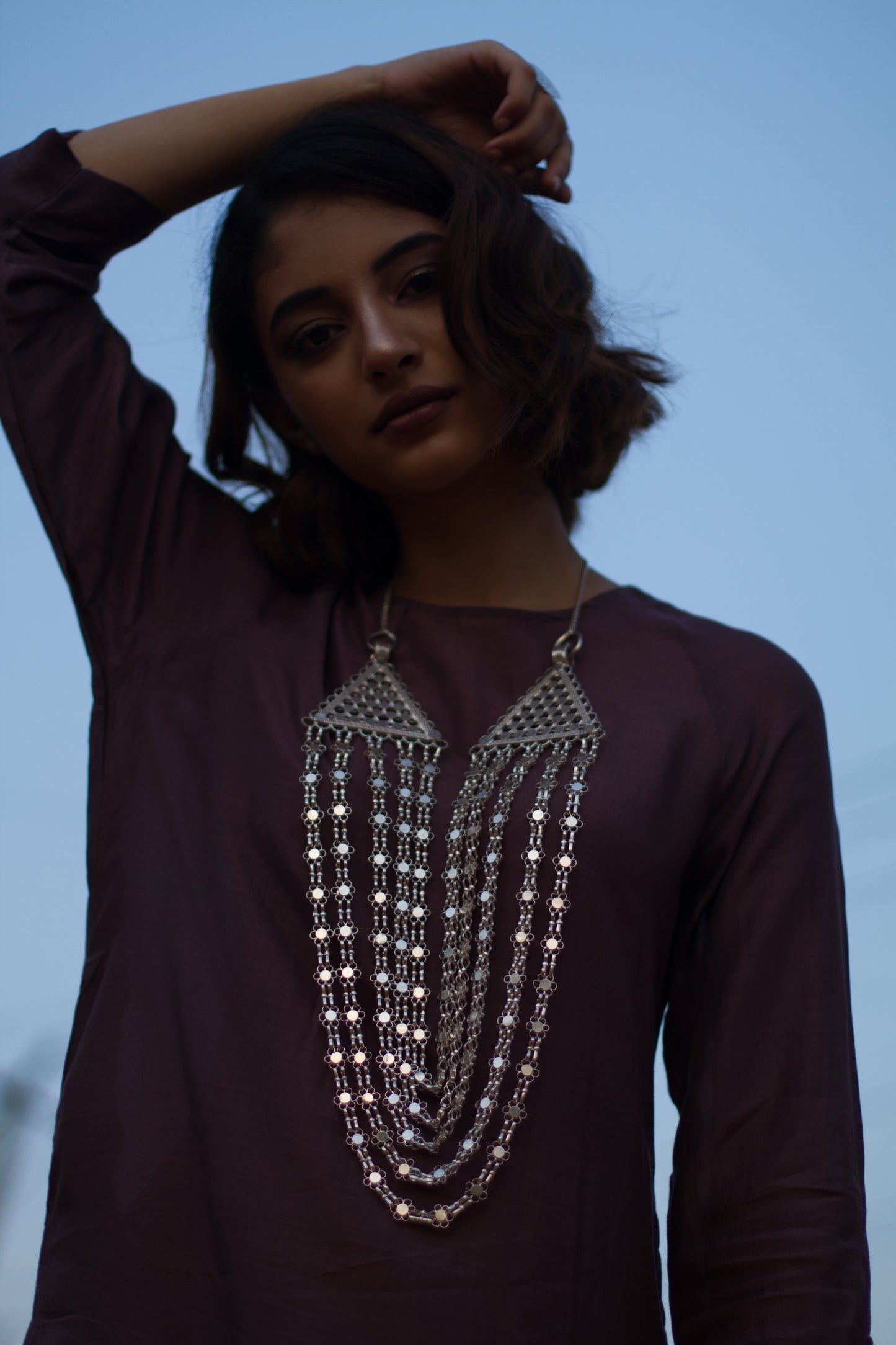 Chandrahaar - Shiny Silver 4 Layered Necklace