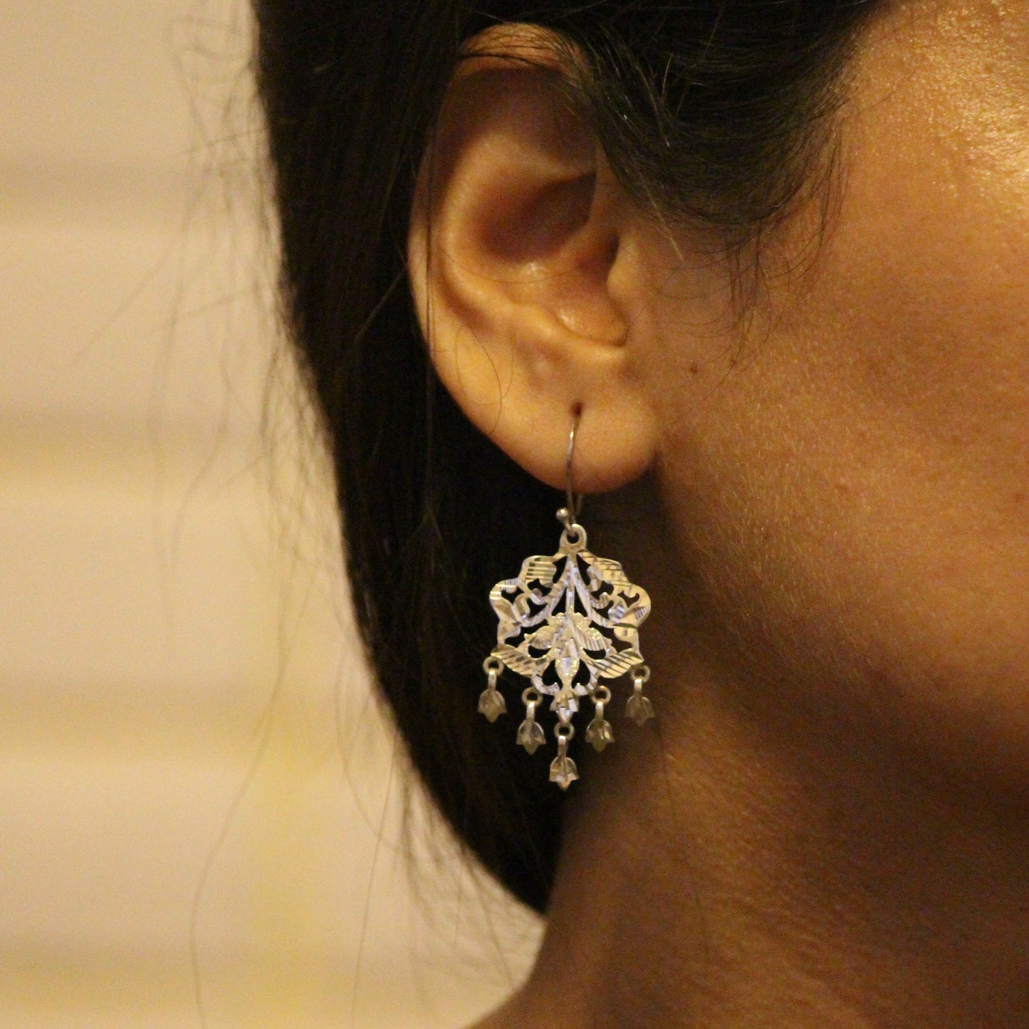 Sarah - Shiny Silver Earrings