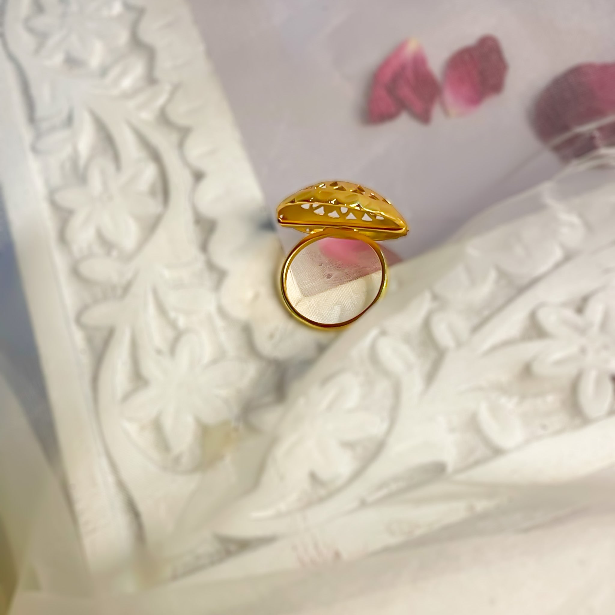 Black stone with diamond delicate design gold plated ring for men - – Soni  Fashion®